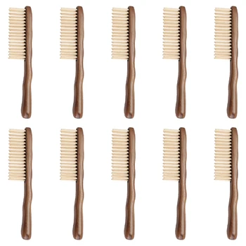 10X Гребен за коса от естествен сандалово дърво, дървена четка за коса с ръчно изработени, гребен с широки зъбци, нов дизайн