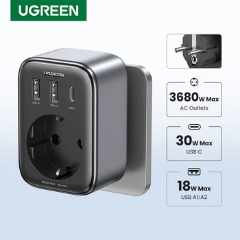 Адаптер UGREEN Power Strip EU Plug PD 30W пътен адаптер с порт ac адаптер за домакински уреди