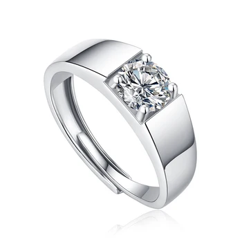 Сребро проба 925, муассанит 1 карата, мъжки и женски пръстен, модерно индивидуално регулируем пръстен за двойки