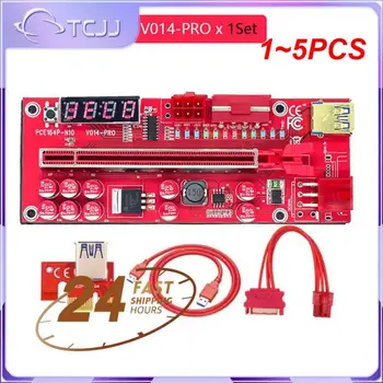 1 ~ 5ШТ 1-Странично 014 PCIE Странично за видеокартата Странично PCI Express X16 удължителен кабел USB 3.0 Dual 6Pin 4Pin Храна за БТК Миньор