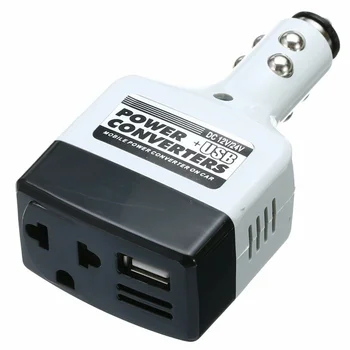 1 бр. Автомобилен Преобразувател на Мощност Адаптер Инвертор USB Конектор за Зарядно Устройство 12 v/24 v До 220 v постоянен ток В променлив С ABS огън, устойчиви Пластмаса