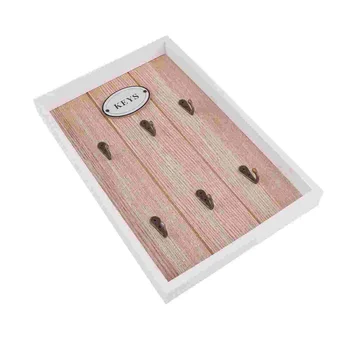 1 бр. дървена кутия за съхранение в европейски стил, богат на функции стенни чанта за ключове, кука за дрехи, стелаж за съхранение за декорация на стените в дома (ключове)
