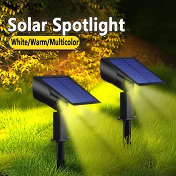 1 бр. лампа за слънчева батерия, 7LED, регулируема слънчев прожектор, вградени в земята, IP65, водоустойчив озеленяване, с монтиран на стената лампа, външно осветление