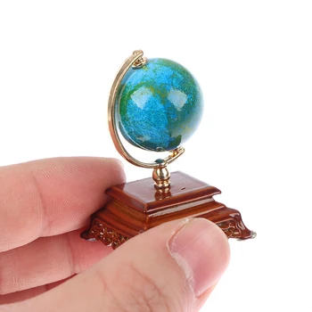 1 бр. мини-метал 1:12 ретро син глобус на света Миниатюрни мебели за куклена къща