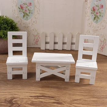 1 комплект миниатюрни мебели за куклена къща 1:12, дървена маса за хранене, модел на стола, комплект аксесоари за куклена къща, за украса