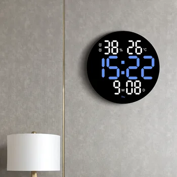 10-инчов цифров електронен будилник с календар, голям дисплей, стенни часовници, украса за дома, led часовници, умни часовници