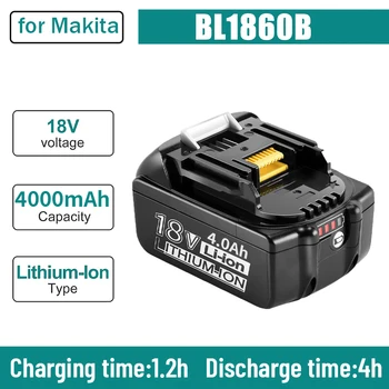 100% Оригинална Батерия 18V Makita 4000mAh За Електроинструменти Makita с led Литиево-йонна батерия Заместител на LXT BL1860B BL1860 BL1850
