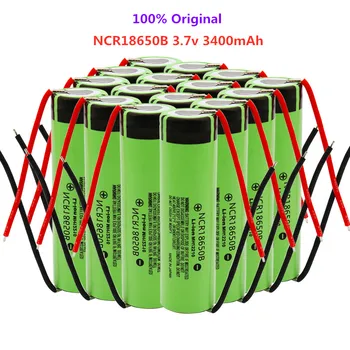10шт 100% Оригинален 18650 батерия 3400 mah 3,7 На литиева батерия NCR18650B 3400 mah Подходящ за фенерче батерия + DIY тел