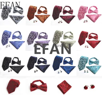13 от Цветове, Висококачествени Модни Класически Мъжки Копринени Вратовръзки с цветя модел Пейсли + папийонка + копчета за Ръкавели + Набор от носа шалове, Жаккардовый вратовръзка