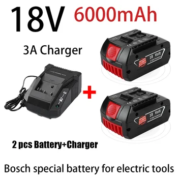 18 от 6000 mah Подмяна на BAT609 Батерия за Bosch Съвместим BAT618 BAT619G BAT620 SKC181-02 Батерия за електрически инструменти + зарядно устройство