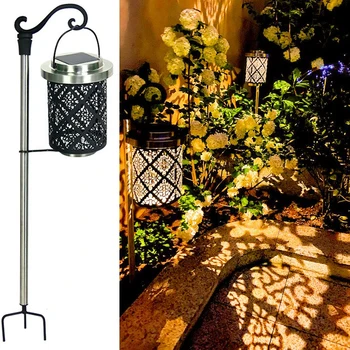2 бр. градински фенери на слънчевата енергия, открит градина, пейзаж, окачен Vlla Park, празничен декор, водоустойчив желязна художествена осветителна лампа