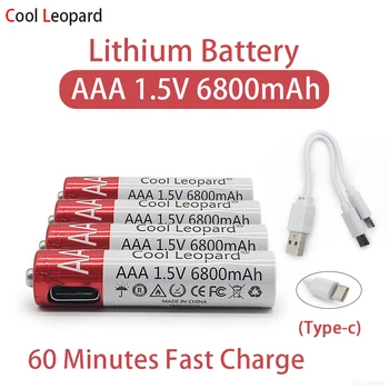 2 бр. чисто нова литиево-йонна батерия AAA от 1,5 6800 mah, за мишка с дистанционно управление, малък вентилатор, електрическа играчка, акумулаторна литиево-йонна батерия