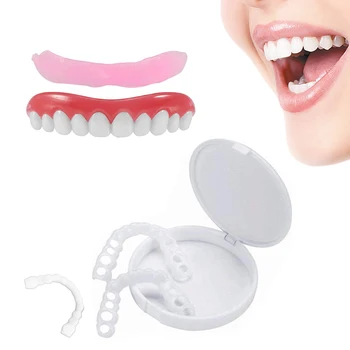 2 комплекта силиконови горните /долните режийни на зъбите, фасети, отбеливающее покритие за фалшиви зъби, удобна за кацане, зареждане с протеза, скоба, гел за облицовка на усмивки