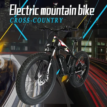2000 W 48 В електрически велосипед, 26 инча, гума с дебелина 4,0, електрически моторни шейни, батерия 17ah, преносими електрически планински велосипед