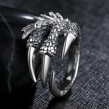 2021 Ретро пънк, хип Хоп безименния пръст Регулируема отворен пръстен Бижута Подарък мъжки дамски готически бижута Цветни пръстени драконьей лапой
