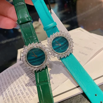 2022 Маркови часовници от естествена кожа, луксозни класически ръчен часовник, правоъгълни кварцови часовници, дамски часовници с пълна каменен циферблат