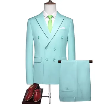 2022 Модерен нов мъжки бизнес двубортный обикновен костюм, палто/мъжки оборудвана булчински комплект от 2 теми, блейзери, яке, панталони