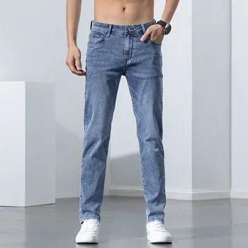 2022 Нови мъжки дънки-скинни участък, нови пролетни модни ежедневни панталони от памучен плат Slim Fit, мъжки панталони
