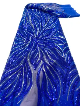 2023 Африканска жена Лятна рокля от френски дантели, с пайети, расшитое мъниста, сетчатое рокля от плат