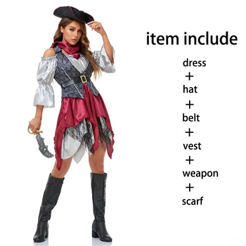 2023, Женски костюм за cosplay, капитан пират на Хелоуин парти, моминско парти, на маскарадните пирати, маскарадное рокля Карибско море