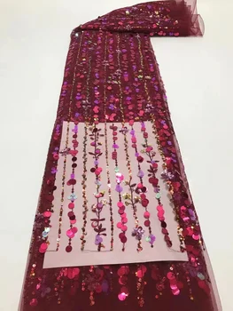 2023 Най-новото африканско сетчатое дантела френски пайети Плат бродерии тюл дантелени платове с пайети за нигерийски на сватбена рокля