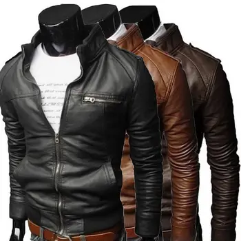 2023 Нова мода мъжко яке есенно-зимни приталенная мотоциклетът кожено яке с яка, мъжки готино яке-бомбер на открито