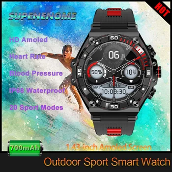 2023 Нови 1,43-инчов смарт часовници мъжки AMOLED екран Bluetooth предизвикателство 700 mah голяма батерия IP68 водоустойчив спортни умни часовници на открито