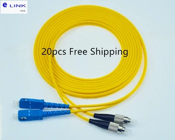 20pcs оптичен пач кабел SC-ФК двухшпиндельный однорежимный 3,0 мм, G652D яке жълт кабел optical скок безплатна доставка ELINK