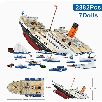 2882 бр., модел на круизен кораб MOC Micro Титаник Large RMS, модел параход от филма, градивни елементи, мини фигурки, тухли, играчки за деца
