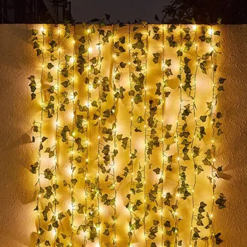2X слънчева светлина, приказни светлини във формата на кленов листа, водоустойчив градинска венец, слънчева лампа, Коледна лампа за декорация на градината-2 м 20LED