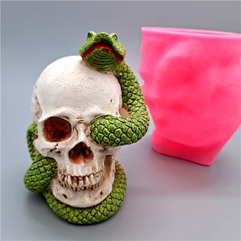 3D Змия на главата, призрак, силиконова форма, свещ от гипсова смола, бетонна кристална форма за пипети, изделия ръчна изработка
