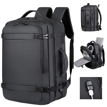 40-инчов раница за пътуване с гъвкав USB конектор, одобрен за полети чанти за ръчен багаж за самолета, водоустойчив здрав 17-инчов раница за мъже