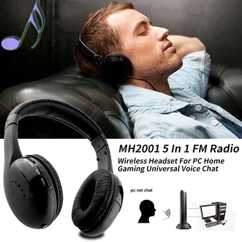 5 В 1, Hi-Fi, FM-радио, безжични слушалки, слушалки за телевизор, DVD, MP3, CD, MP4, PC
