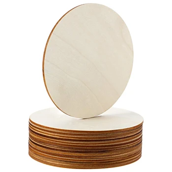 5 Инча, недовършена дървен кръг Кръгли дървени заготовки Празни кръгли декорация на Дървени изрезки за занаяти, накити