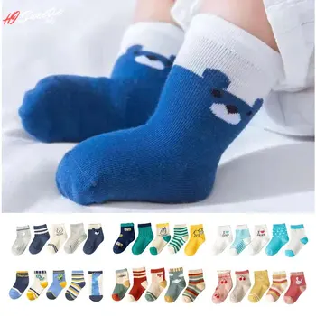 5 чифта детски чорапи за момичета и момчета, чорапи за деца, памучни детски есенни и летни чорапи със собствени мультяшными любимци за деца