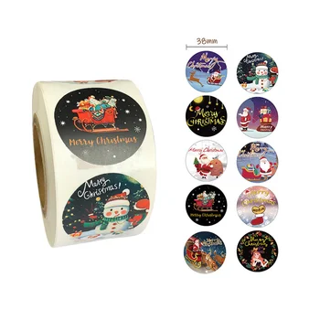 500шт 3,8 см Етикети на Дядо коледа с Коледа, празнична декорация, стикери с печат за опаковане на хляб и хлебни изделия, празнични картички, декорации на подаръци