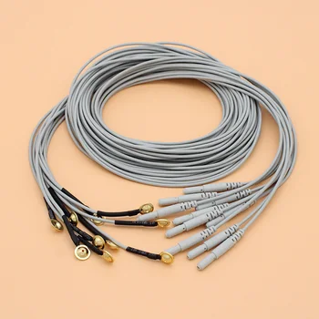 50шт ЕЕГ/AEEG din 1,5 мм штекерный кабел и позлатени медни електроди с капачка за ЕЕГ-уред, кабел 1,5 м, мека кабел от TPU 2.0 мм