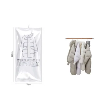 6 бр. висящи вакуумни торби за съхранение на дрехи, вакуумни торби за спестяване на пространство за дрехи с плетене на една кука за дрехи, закачалки
