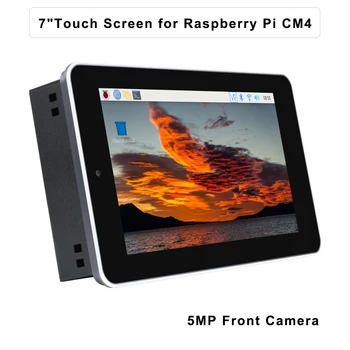 7-инчов Raspberry Pi CM4 Сензорен Екран, 800x480 Дисплей, 5-Мегапикселова Предна Камера Алуминиев Корпус Ethernet Фен Високоговорител за Raspberry Pi CM4