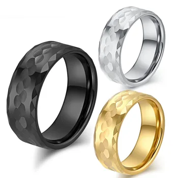 8 мм прости златни ковани пръстени от волфрамов карбид за мъже Модни годежни пръстени ангажимент Бижута