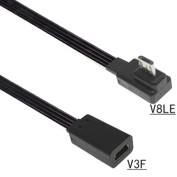 90 deg Ъгъл, 4x Мъжки Micro USB към Mini USB Женски USB Адаптер Конвертор и Кабел за Зарядно устройство за пренос на данни, нова долу дясно на ляво