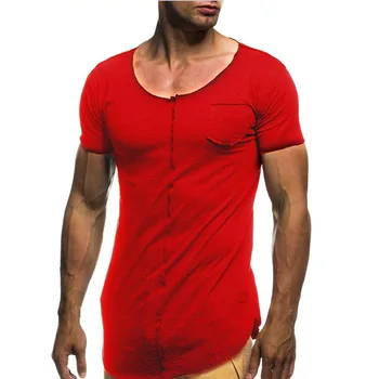A1454, нови летни мъжки тениски, обикновена, приталенные, трендови, всекидневни, с къси ръкави
