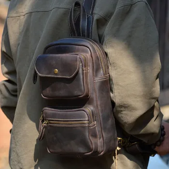 AETOO Оригинална нова мъжки нагрудная чанта в стил ретро crazy horse, кожена чанта-месинджър, ежедневна чанта на рамото, на първия слой, мъжки чанти от телешка кожа, ge
