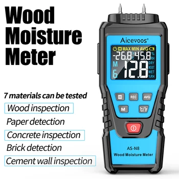 Aicevoos Цифрово измерване на влажността на дървесината, влагомер за дървесина, детектор на бетон, цимент, тухли, картонена тестер за влага на дограмата