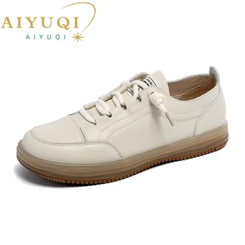 AIYUQI, дамски спортни обувки, новост пролетта 2023 г., дамски ежедневни обувки от естествена кожа подметка, лоферы на равна подметка, мързелива обувки, дамски