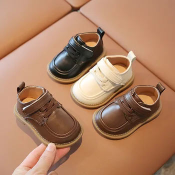 Baby 2023 Есенна нови Обувки подметка; Детска Дишаща Однотонная Малка Кожена обувки; Модерни обувки за разходка и Отдих; Обувки за новородени