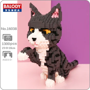 Balody 16038, светът на животните, персийски котка, сиво коте, модел кукли за домашен любимец, мини-диамантени блокове, тухли, строителна играчка за деца без кутия