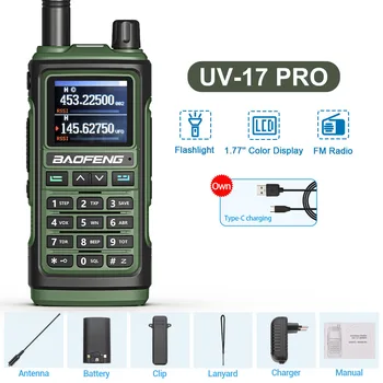 Baofeng UV-17 Pro 10 W Преносима радиостанция на Далечни разстояния 16 Км Преносими Радиолюбители FM Любителски Професионален 2-Лентови Радиостанция VHF UHF за Лов
