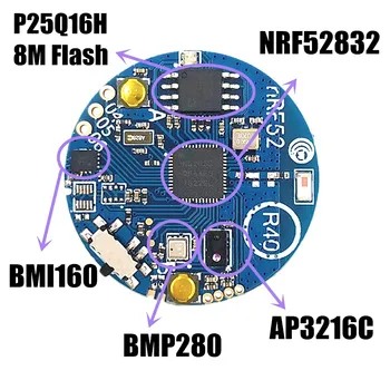 Bluetooth 5 МОЖНО 4.0 NRF52832_SENSOR_R40 Модул сензор за ускоряване на Жироскоп външната осветеност на борда BMI160 AP3216C BMP280 8M Flash