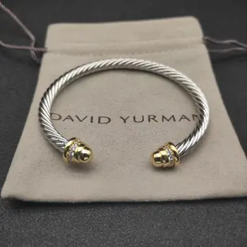 David Yurman Обтегач за гривна с цветоделением с кръгла глава 5 мм от сребро с покритие от розово злато 18 Карата